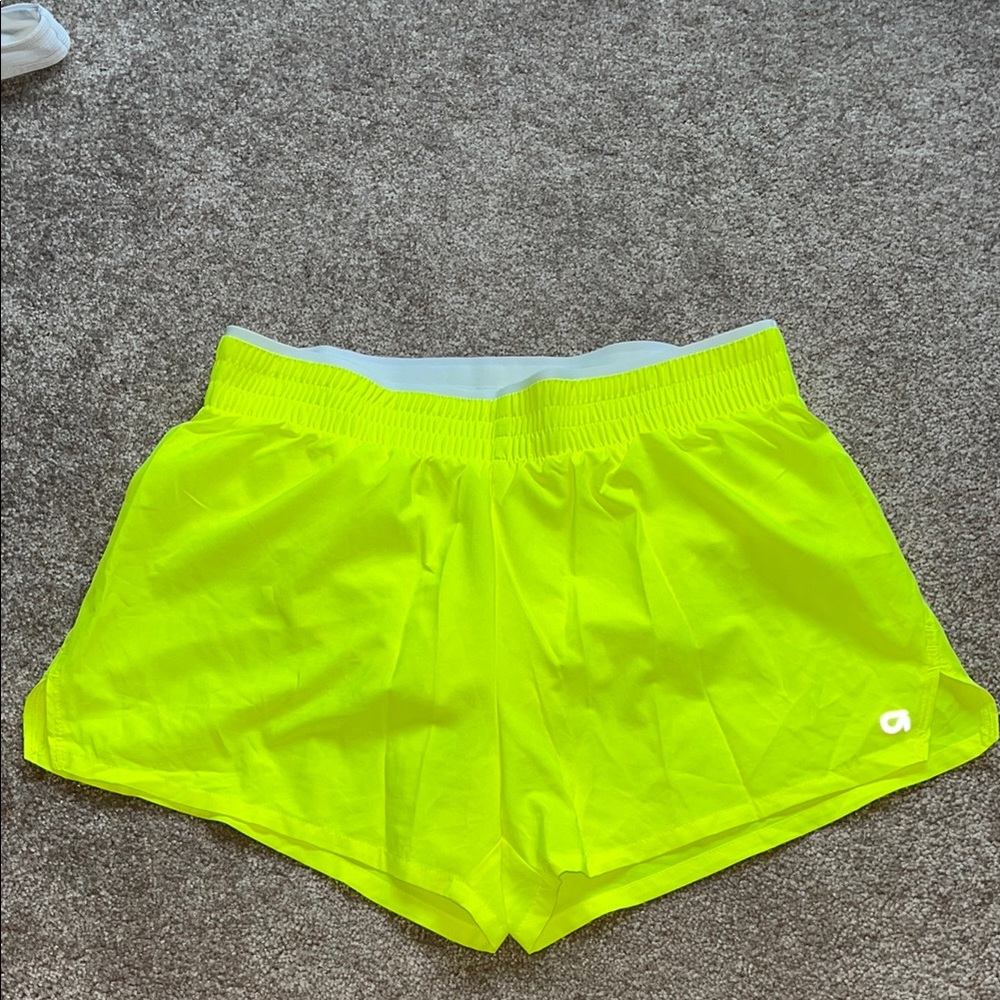 GAP 3 Inch Mid Rise Neon Yellow Running Shorts